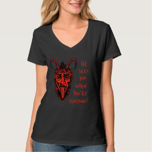Fröhlicher Krampus Er sieht dich, wenn du schlägst T-Shirt