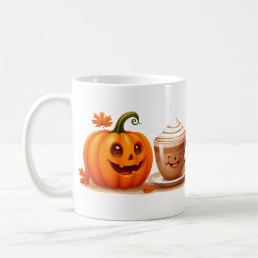 Fröhlicher Kürbis mit Kaffeetasse Herbst Comfort � (Links)