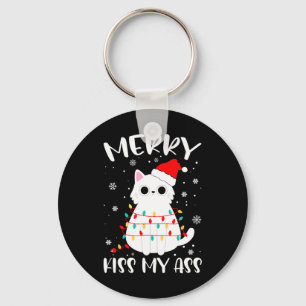 Fröhlicher Kuss mein Weihnachtsthema Katzenliebhab Schlüsselanhänger