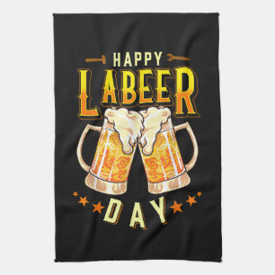 Fröhlicher Labeer-Tag Lustiger Tag der Arbeit Geschirrtuch