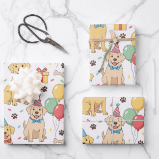 Fröhlicher Labrador Retriever Geburtstag Geschenkpapier Set