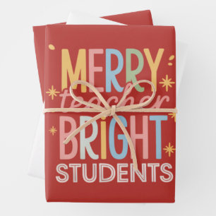 Fröhlicher Lehrer Leuchtende Schüler Weihnachten L Geschenkpapier Set