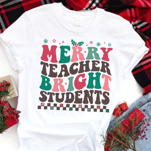 Fröhlicher Lehrer Strahlende Schüler Retro Weihnac Tri-Blend Shirt