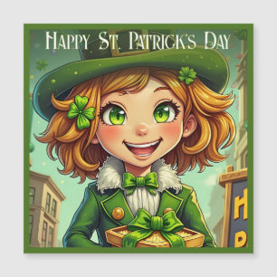 Fröhlicher Leprechaun - St. Patrick's Day Glücksbr Magnetkarte