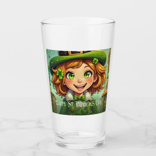 Fröhlicher Leprechaun - St. Patrick's Day Lucky Ch Glas (Vorderseite)