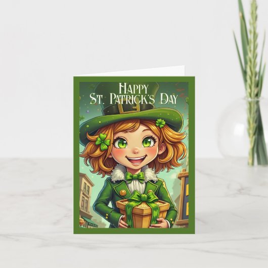 Fröhlicher Leprechaun - St. Patrick's Day Lucky Ch Karte (Vorderseite)
