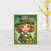 Fröhlicher Leprechaun - St. Patrick's Day Lucky Ch Karte (Gelbe Blume)