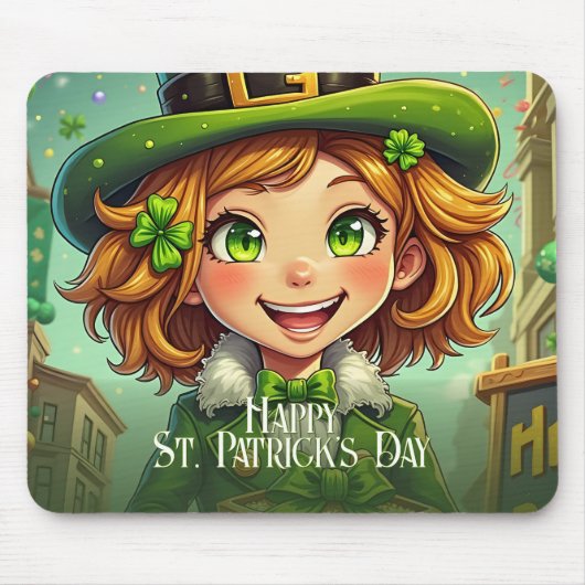 Fröhlicher Leprechaun - St. Patrick's Day Lucky Ch Mousepad (Vorne)