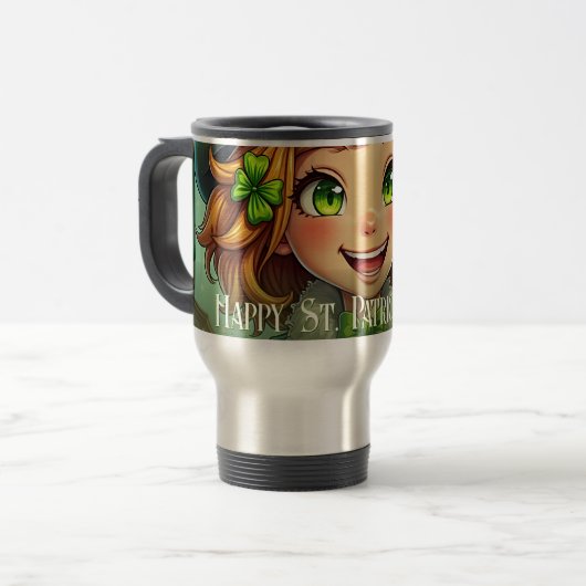 Fröhlicher Leprechaun - St. Patrick's Day Lucky Ch Reisebecher (Vorderseite Links)