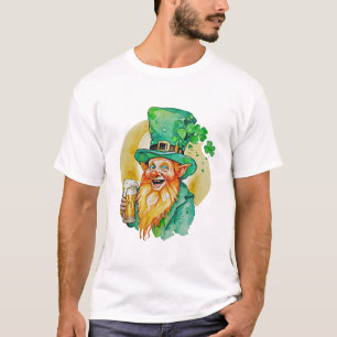 Fröhlicher Leprechaun trinkt Bier Shamrock Brew Pu T-Shirt