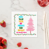 Fröhlicher Leuchtend Rosa Weihnachtsbaum Benutzerd Serviette (Beispiel)