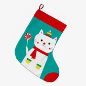 Fröhlicher Lutscherpersonalisierte Kitty-Katze Großer Weihnachtsstrumpf (Vorderansicht (hängend))