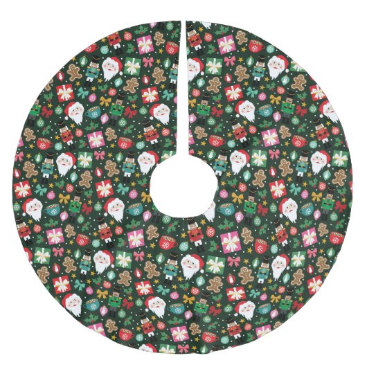 Fröhlicher Maximalist Polyester Weihnachtsbaumdecke (Vorderseite)