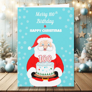 Fröhlicher Merry 100. Geburtstag Weihnachten Santa Karte
