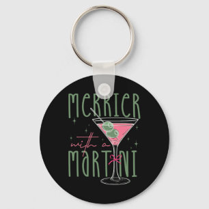 Fröhlicher mit einem Martini Martini-Schwanz Gles Schlüsselanhänger