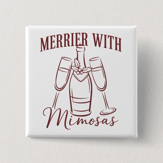 Fröhlicher mit Mimosas Weihnachts-Prosecco-Weinpar Button (Vorderseite)