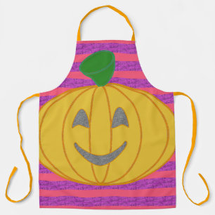 Fröhlicher Moderner Großer Orange Kürbis Halloween Schürze