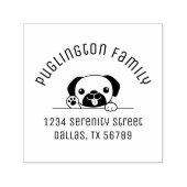 Fröhlicher Mops Dog Peeking Arch-Adresse Permastempel (Design)