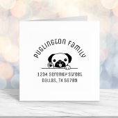 Fröhlicher Mops Dog Peeking Arch-Adresse Permastempel