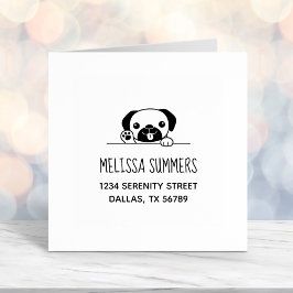 Fröhlicher Mops Dog Peeking oben Adresse Permastempel