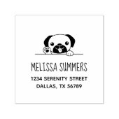 Fröhlicher Mops Dog Peeking oben Adresse Permastempel (Design)