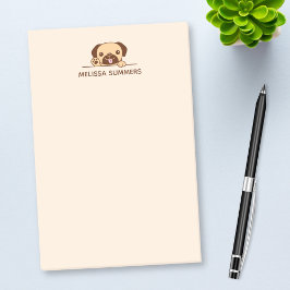 Fröhlicher Mops Pinkeln über dem Individuelle Name Post-it Klebezettel