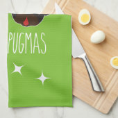 Fröhlicher Mops Sankt und Ren-Mops-Geschirrtuch Küchentuch (Viertel Falte)