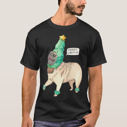 Fröhlicher Mops T-Shirt (Vorderseite)