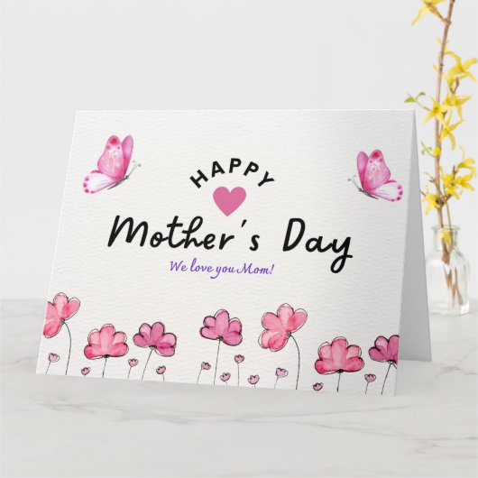 Fröhlicher Muttertag | Blume und Schmetterling Karte (Gelbe Blume)