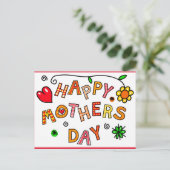 Fröhlicher Muttertag, buntes Design, Postkarte (Stehend Vorderseite)