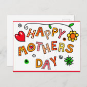 Fröhlicher Muttertag, buntes Design, Postkarte (Vorne/Hinten)