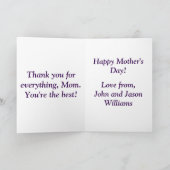 Fröhlicher Muttertag Dankeskarte (Innenseite)