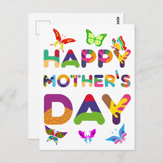 Fröhlicher Muttertag farbenfroh Postkarte (Vorne/Hinten)
