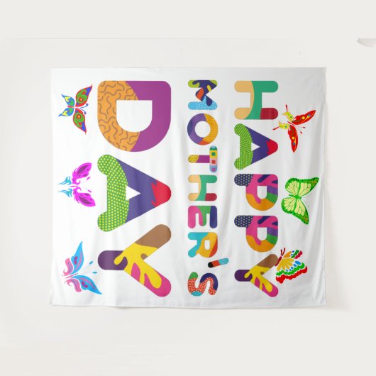 Fröhlicher Muttertag farbenfroh Wandteppich (Vorderseite (Horizontal))