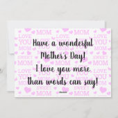 Fröhlicher Muttertag Feiertagskarte (Rückseite)