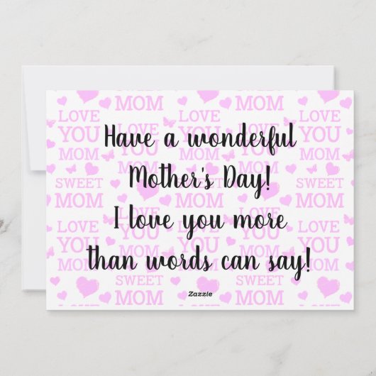 Fröhlicher Muttertag Feiertagskarte (Rückseite)