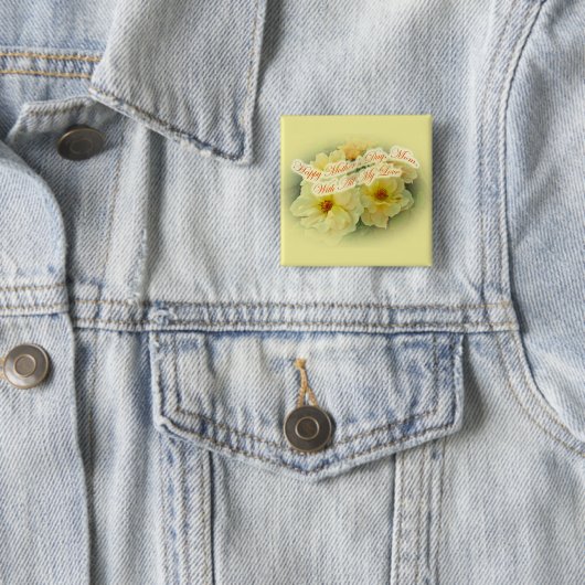 Fröhlicher Muttertag - Gelbe Rosen Button (Beispiel)