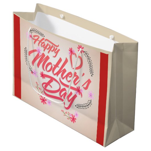 Fröhlicher Muttertag Große Geschenktüte (Vorderseite Schrägansicht)