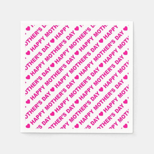 Fröhlicher Muttertag heißes Rosa auf dem Weißbuch Serviette (Vorderseite)