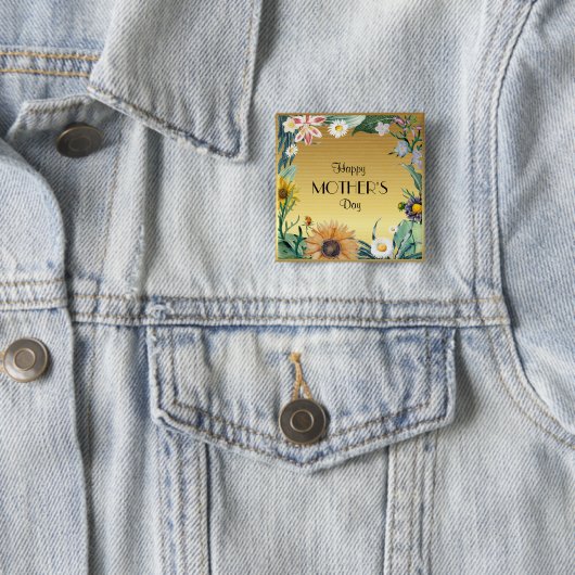 Fröhlicher Muttertag, hübsches Blumendesign, Knopf Button (Beispiel)