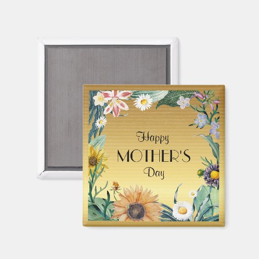 Fröhlicher Muttertag, hübsches Blumendesign Magnet (Vorderseite/Rückseite)