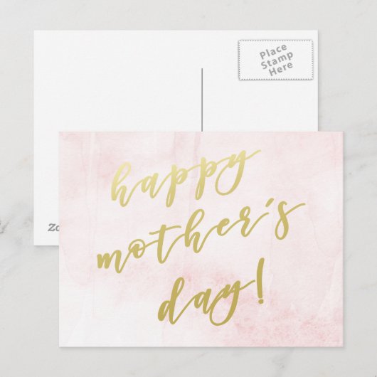 Fröhlicher Muttertag | Imitate Gold Script Postkarte (Vorne/Hinten)
