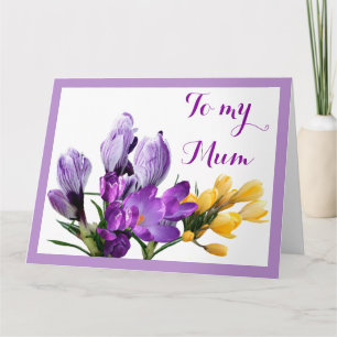 Fröhlicher Muttertag lila gelber Crocus floral Karte