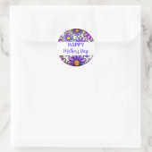 Fröhlicher Muttertag Lila rosa Blume Runder Aufkleber (Tasche)