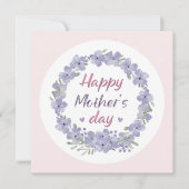 Fröhlicher Muttertag Lila rosa Blumenreath Karte (Vorderseite)