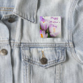 Fröhlicher Muttertag Lila und weiße Tulpen Button (Beispiel)
