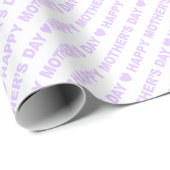 Fröhlicher Muttertag Lilac auf weißem Umschlagpapi Geschenkpapier (Rolleneckpunkt)