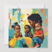 Fröhlicher Muttertag | Mama und drei Kinder Karte (Vorderseite)