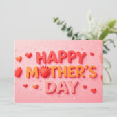 Fröhlicher Muttertag mit Herz Dankeskarte (Stehend Vorderseite)