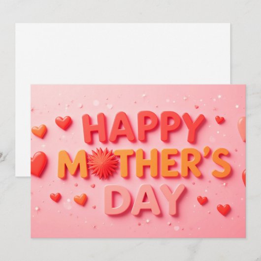 Fröhlicher Muttertag mit Herz Dankeskarte (Vorne/Hinten)